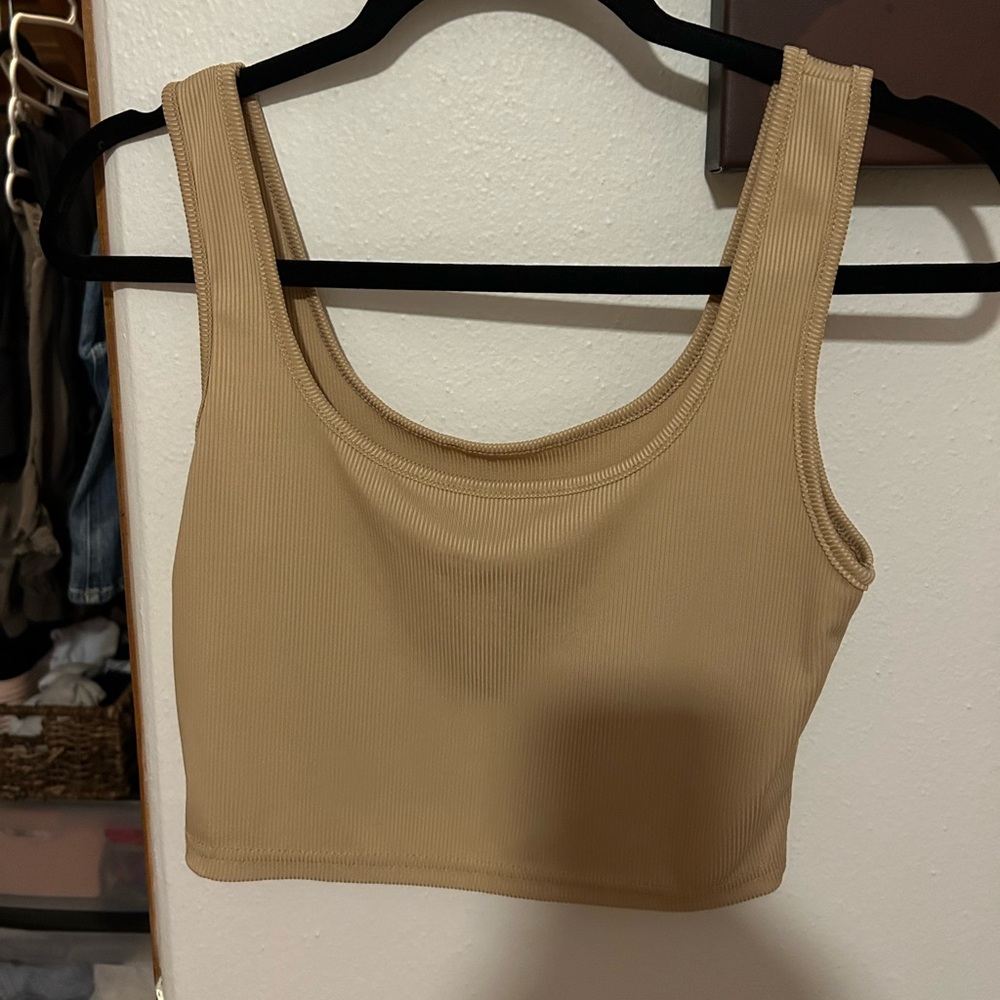 SHEIN Beige Ribbed Tank Top